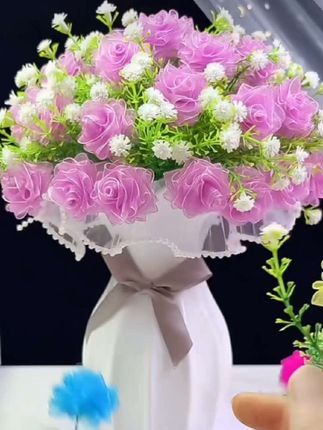 雪纱带玫瑰花材料包#手工花制作 #手工花 #手工DIY#材料包#爱手工爱生活