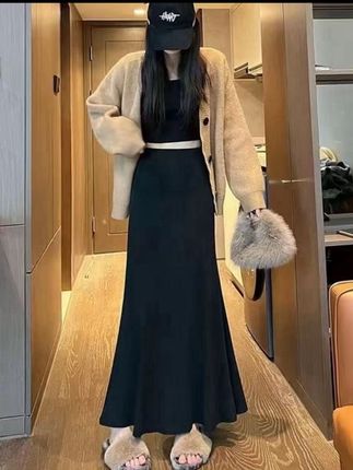 【空气棉】【两个裙长】鱼尾半身裙女秋季2025新款高腰显瘦a字裙子#夏季穿搭#谁穿谁好看#面料柔软舒适#半身裙#夏天穿什么