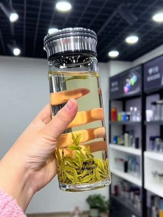 万象单层玻璃杯 商务办公车载水杯男士便携耐热带盖大容量高档杯#玻璃水杯推荐