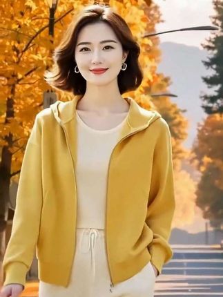 啄木鸟纯棉大码宽松卫衣女秋冬新款中老年妈妈装纯色连帽休闲外套#高级感穿搭 #初秋穿搭 #减龄穿搭 #无限回购的宝藏单品