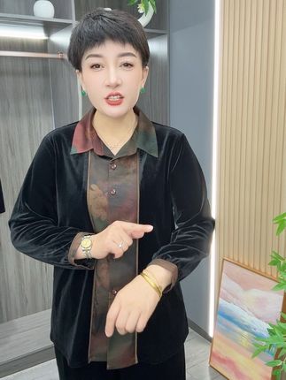高品质中老年翻领开衫