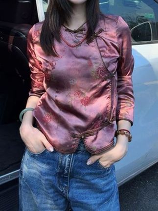 新中式斜襟盘扣小衫2025年春秋女装新款今年流行衬衣提花绝美衬衫#显瘦穿搭 #气质穿搭 #百搭