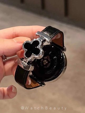 适用华为四叶草磁吸扣皮质手表表带watch3watch4GT2GT4GT5pro轻奢