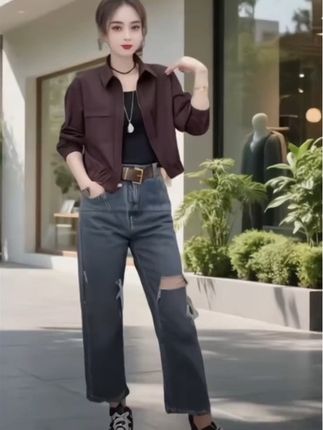 休闲短外套女2025秋季新款韩版时尚宽松拉链夹克洋气百搭显瘦上衣#韩系穿搭 #时尚休闲 #洋气百搭#无限回购的宝藏单品