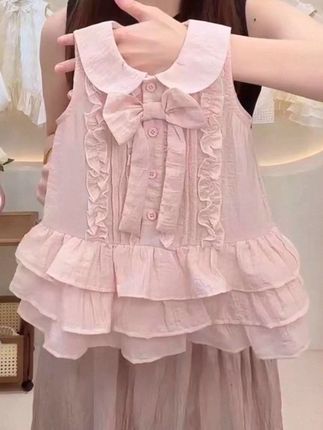 #童装 #甜美穿搭 女童夏季新款连衣裙粉色翻领蝴蝶结无袖裙女宝宝背心裙#儿童公主裙 #女童穿搭 #爆款热卖中 @DOU+上热门