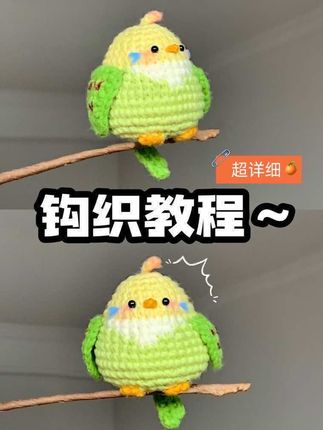 小鹦鹉钩织教程【附图解】 #钩织教程 #鹦鹉 #萌宠 #毛线钩织 #手工diy 超可爱一只 当挂件和摆件都可 🧶用线:萌娃娃四股和2号大四股@雪妃尔毛线 🎨色号: 9031号色。浅绿 芽绿 奶白 浅黄