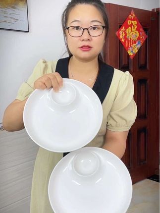 #9英寸子母盘#分格盘带醋碟#欧式纯白家用菜盘#多功能寿司盘#陶瓷餐具