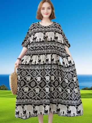 外贸工厂原单复古气质棉绸民族风连衣裙夏季大摆宽松显瘦长裙 连衣裙#减龄气质 #时尚洋气#气质优雅#宽松显瘦@DOU+小助手