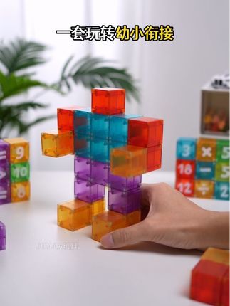 为什么推荐大家使用磁力积木去做数感启蒙?第一是孩子初步接触书本上数量关系以及立体图形空问问题时,因为过于抽象,难理解容易放弃,磁力积木可以化抽象为具体,打破书本界限,让孩子更具体地、全方位感受到立体图形的变换。不仅可以开发孩子的数学思维,还可以激发他们的想象力,创造出各种奇妙的作品。#中大班 #数学思维 #益智玩具