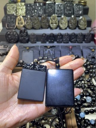 天然乌金黑曜石平安无事牌#平安守护 #好东西一起分享 #黑曜石吊坠#无事牌 #强烈推荐