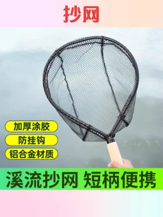 #抄网 溪流短柄小抄网飞蝇钓网兜路亚涂胶不沾水钓鱼捞网筏钓便携手抄网#抄网套装 #钓鱼抄网 #钓鱼用品 #国庆好物