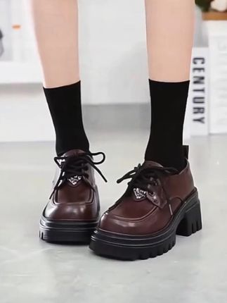 依思Q厚底小皮鞋女鞋2025新款爆款夏季出游百搭英伦风乐福鞋女款