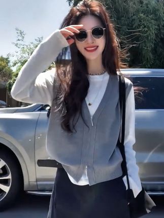 秋季新款设计感韩系百搭休闲风马甲女打底衫休闲阔腿裤三件套#时尚气质穿搭 #高级感穿搭 #欧韩穿搭 #气质显瘦穿搭 #品味穿搭