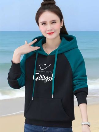 啄木鸟加绒卫衣女大码款!拼接连帽秋冬显瘦#好物分享🔥 #女卫衣连帽