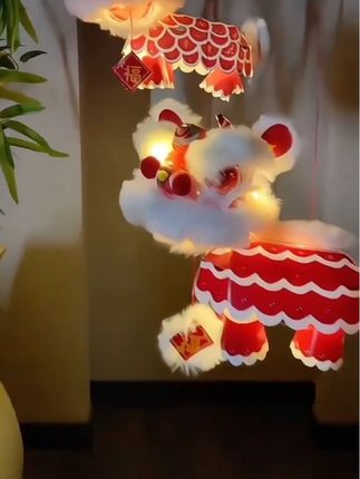 中秋节活动福运醒狮灯笼手工diy儿童制作非遗古风花灯手提#中秋灯笼#醒狮灯笼 #灯笼#中秋