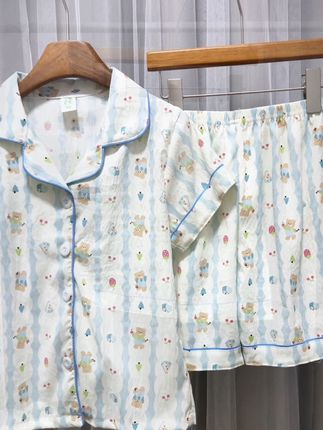 实拍女童小熊夏季短袖睡衣俩件套云朵棉套装#高品质童装 #女童穿搭 #儿童睡衣 #夏季短袖
