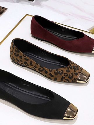 欧美风百搭柔软舒适女鞋浅口平跟绒面金属小圆头拼接春秋#小圆头单鞋 #浅口鞋女 #平底鞋女 #绒面浅口单鞋 #小单鞋女