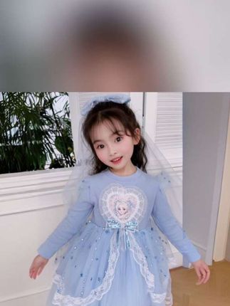 花网艾莎连衣裙女童春季长袖针织洛丽塔裙子女孩子公主裙春秋