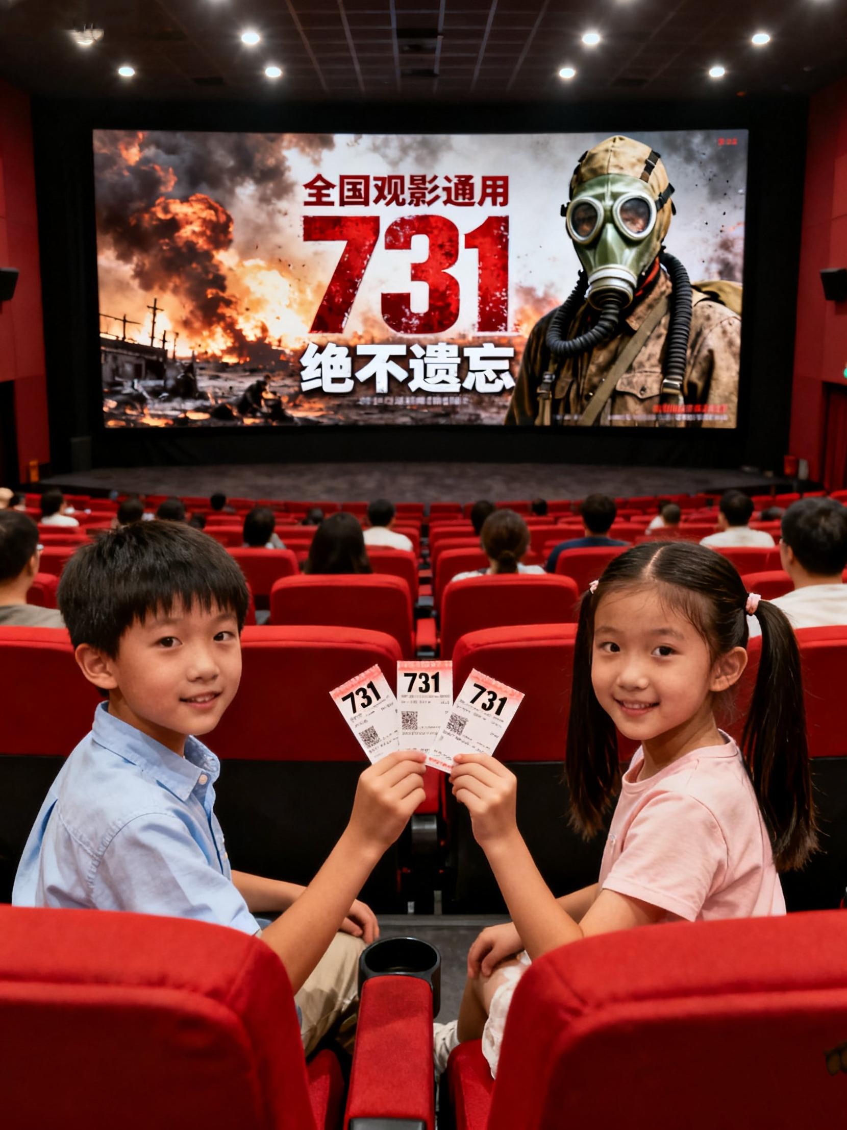 全国通用票,带俩娃触摸真实过往,把爱国种 子,种进小小心灵 #爱国教育 #电影731 #亲子观影#全国通用电影票 #铭记历史。
