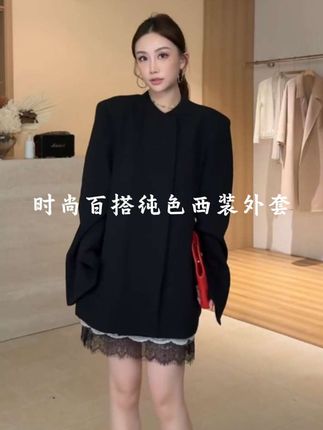 LIUJIUJIU 欧货时尚百搭纯色女士西装秋季圆领长袖外套WT4772L#高级感穿搭 #时尚穿搭 #显瘦穿搭#西装外套#谁穿谁好看