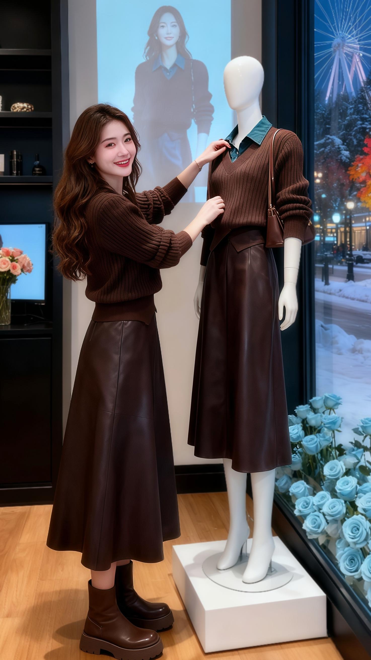 美拉德美翻了!氛围直接焊在身上。她指尖抚过模特领口边,焦糖棕针织裹着秋阳的暖。窗外摩天轮落了细雪,冷蓝玫瑰爬满玻璃,她转身时,投影幕布正映着和她一模一样的穿搭。   蜷在沙发敲笔记本时,裙摆随着按键轻晃,裙子的光泽裹着厚底靴,每处拼接都踩在秋日审美点上。“美拉德是秋天写给衣橱的诗吧?”她抬眸笑,身后的雪与暖棕撞出温柔的都市烟火。 #美拉德穿搭天花板#轻松摆脱路人感的韩系穿搭#当我终于开始放弃班味穿搭#秋冬半身裙这么穿可以扬长避短#怎么穿显气质@抖加🔥上热门🔥dou+🔥热点宝 @DOU+上热门 @生活服务热点中心