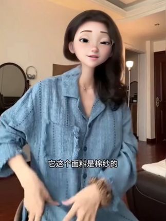 #睡衣家居服 #睡衣套装 【带胸垫】法式轻奢风气质花纹睡衣套装女春秋长袖长裤可外穿家居服#轻奢睡衣 #可外穿睡衣