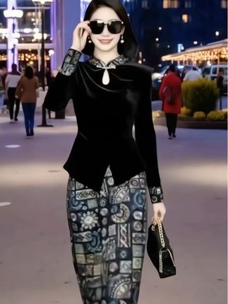 新中式优雅贵气小立领气质上衣半身裙套装 #时尚洋气 #优雅气质 #时尚减龄穿搭 #穿出女人味