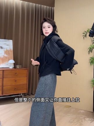 2025秋季新款双拉链修身连帽卫衣休闲上衣#质感女装 #休闲卫衣推荐