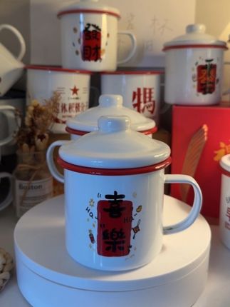 中秋送礼怀旧老式搪瓷杯#水杯 #杯子 #餐具 #搪瓷杯#怀旧
