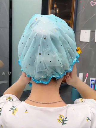 洗澡不湿发,防水浴帽少不了,女生洗脸、做面膜、做发膜、下厨房也能用!#沐浴帽 #实用好物 #居家好物