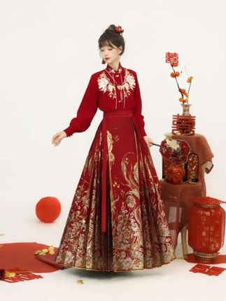 #中式礼服 #中国风新娘服装 #马面裙套装 #中式新娘造型 #婚礼穿搭