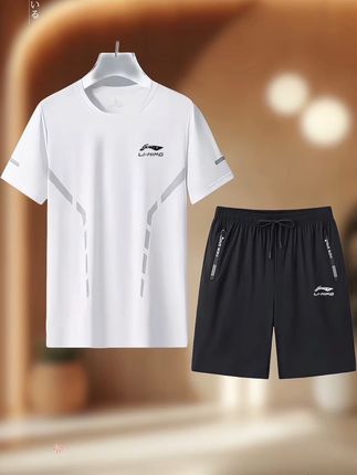 男士冰丝速干轻薄透气高弹户外跑步运动套装#品质男装 #谁穿谁好看#高级感穿搭.#夏季新款#穿搭