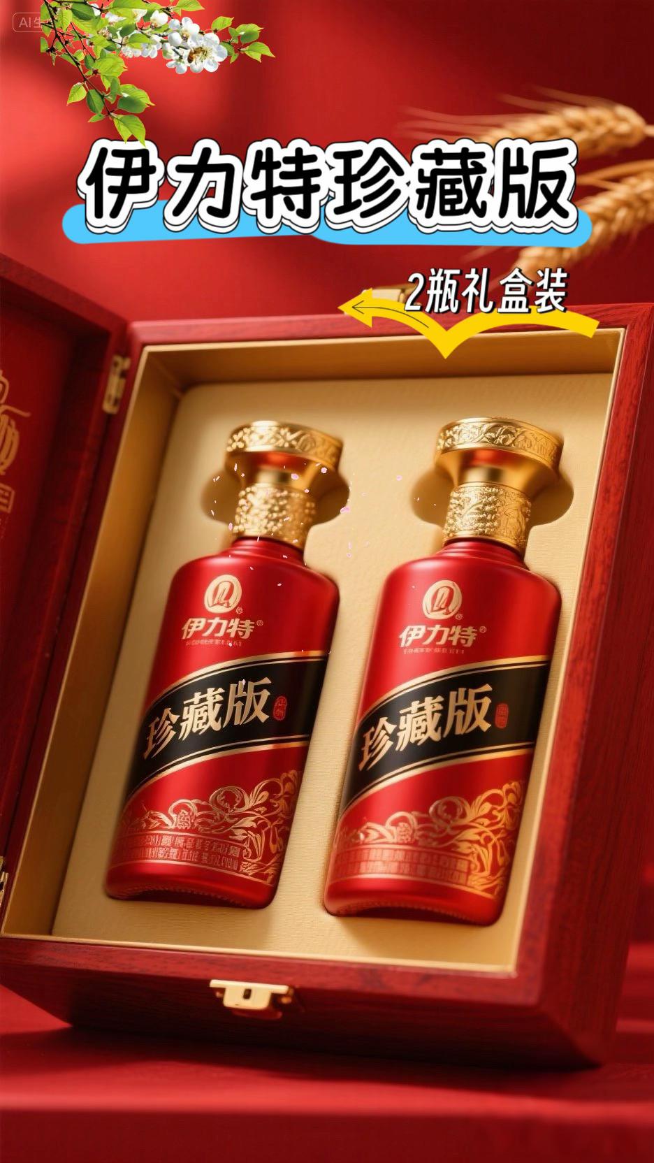 伊力特经典款双瓶装。 想品尝正宗的新疆风味白酒吗?伊力特经典款,千万不要错过啦!她严选伊利河谷优质高粱、小麦,引天山雪水为源,经老窖池发酵,再用陶坛陈酿,让酒液充分熟化。酒液澄澈透明,开瓶瞬间,窖香、粮香、沉香扑面而来。轻抿一口,醇厚绵甜之感在口腔散开,吞咽顺滑不辣喉,每一口都尽是新疆的热情与醇厚!#口感非常好#送礼佳品 #纯粮酿造#微醺时刻#伊力特珍藏版