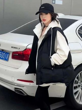 欧货新款保暖棉马甲女中长款秋冬爆款立领休闲 百搭保暖马夹坎肩潮 #休闲百搭 #时尚潮流穿搭 #外套穿搭 #时尚洋气 #马甲