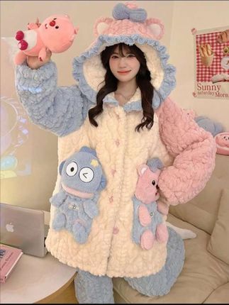 #珊瑚绒睡袍套装女#冬季保暖睡袍套装#时尚又保暖#少女保暖睡袍#保暖睡袍套装