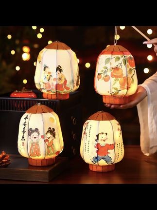 中秋节活动灯笼古风发光手提宫灯2025年新款儿童手工diy材料花灯 #好物推荐🔥 #手提灯笼 #中秋节灯笼 #儿童灯笼 #灯笼