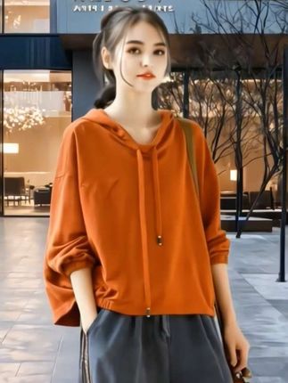 【薄款长袖连帽卫衣】女士2025春秋新款文艺时尚休闲套头纯色上衣 #简约穿搭 #优雅气质 #春秋穿搭 #休闲百搭
