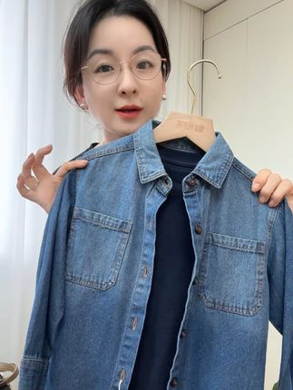 渐变的牛仔衬衫 面料厚实手感软哦