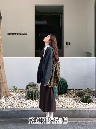 韩系慵懒风针织开衫女短款宽松毛衣外套减龄高级感半身裙两件套装#今日穿搭 #高级感穿搭 #简约穿搭 #慵懒风穿搭 #强烈推荐