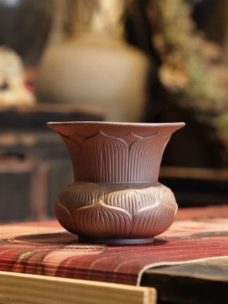 粗陶老岩泥莲花建水茶渣缸#建水 #茶渣缸 #废水