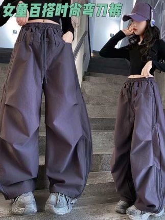 #女童网红时尚休闲裤#新款百搭工装裤#春秋款中大童女孩时髦弯刀裤#高品质女童裤子#谁穿谁好看