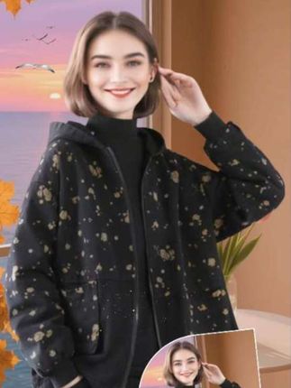 #高级感穿搭 #2025新款爆款洋气时尚印花连帽外套女宽松大码上衣秋冬加绒保暖# 2025秋冬新款印花连帽外套女加绒宽松大码洋气上衣 2025秋冬新款印花连帽外套,加绒保暖锁温,宽松大码包容身形,洋气印花点亮穿搭,日常出街、休闲通勤都合适,时尚又实穿#宽松大码印花连帽外套#时尚洋气百搭 #谁穿谁美