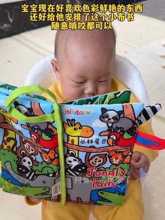 他看的也太认真了,可撕咬可啃咬的布书,自己一个人能玩大半天,真的好解放双手啊!#专注力 #布书 #带娃好物