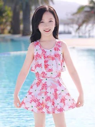 不凸点不尴尬~穿脱也很方便#女童泳衣 #分体泳衣