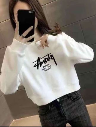 短款圆领卫衣女装小个子长袖新款春秋宽松显瘦百搭上衣外套女潮#好物推荐🔥 #穿搭