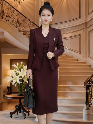 西装职业女裙套装职场轻熟风无袖连衣裙两件套喜婆婆喜妈妈婚宴装#婚宴礼服 #喜婆婆喜妈妈 #职业装
