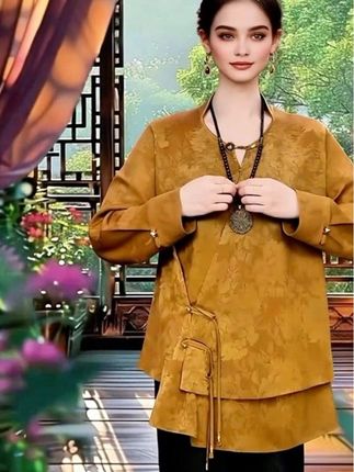 高级感文艺风提花盘扣衬衫女秋季新款遮肚子显瘦百搭长袖衬衣 #时尚穿搭 #显瘦百搭长袖衬衫#洋气减龄