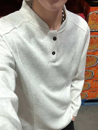 秋季降温这件亨利领正肩长袖真的救命了,单穿内搭都好看#ootd穿搭 #长袖t恤 #男女同款 #卫衣 #打底衫