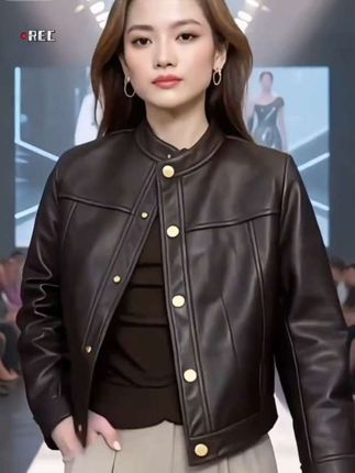 海宁真皮皮衣女短款修身洋气外套早秋新款显瘦潮流时尚宽松#穿搭 #情侣 #高级感穿搭 #强烈推荐#谁穿谁好看