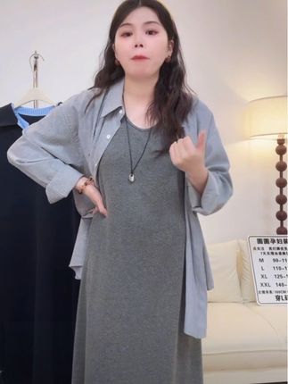 孕妇装秋装2025新款秋冬外穿洋气休闲显瘦宽松大码背心连衣裙衬衣